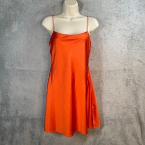 Abercrombie & Fitch Slip Dress Womens Small Orange Satin Y2k Minimalist 90s